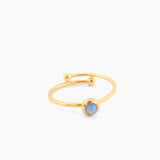 blue stone slim ring delicate adjustable waterproof stainless steel jewelry