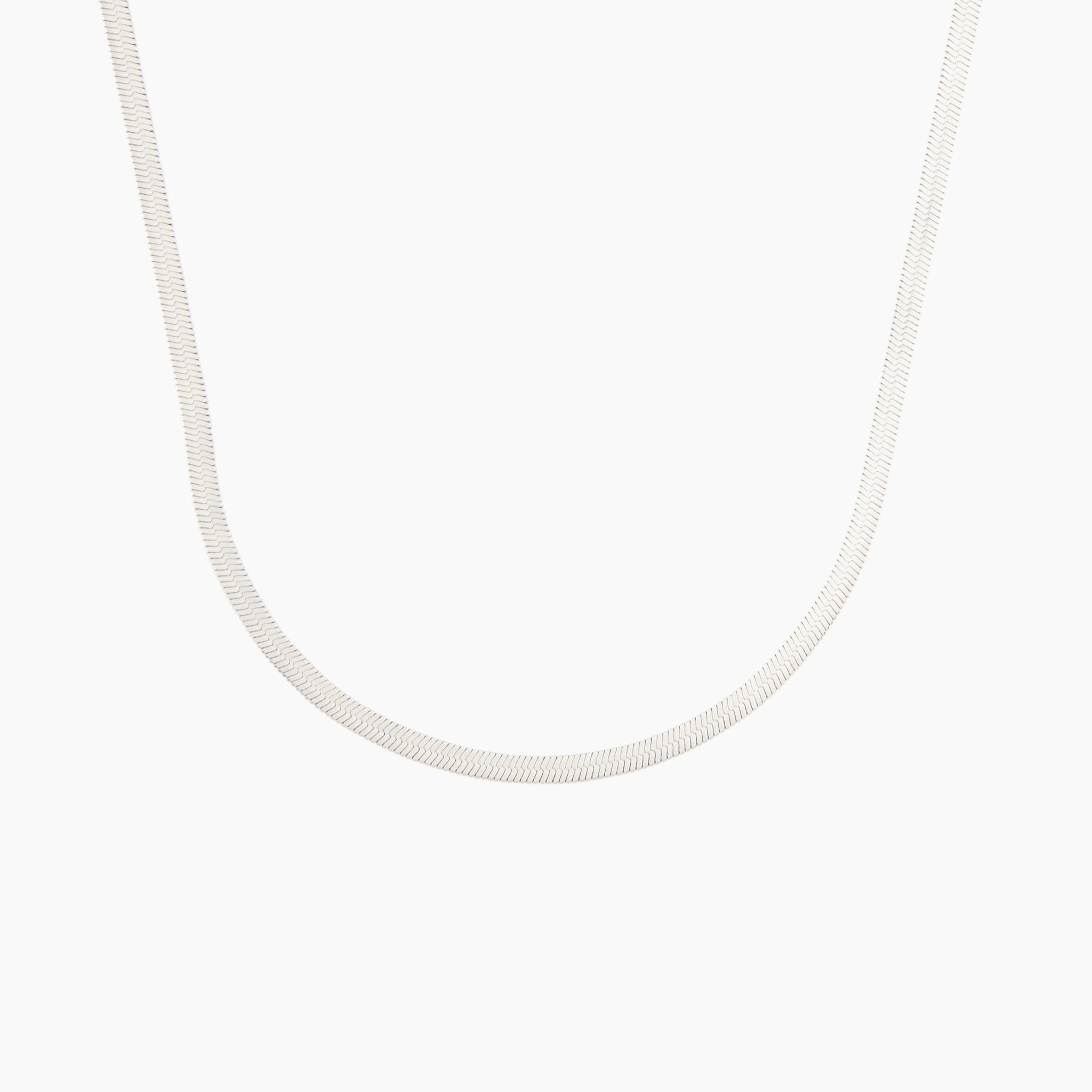 classic silver herringbone necklace in stainless steel, sleek and water-resistant