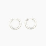 pair of polished silver hoop earrings with a minimal 4 mm design