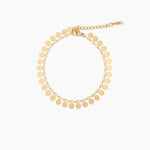 gold chain bracelet with round textured disc charms
