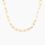 gold paperclip chain necklace in stainless steel, minimalist and elegant design