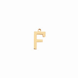 Gold letter F initial charm pendant for personalized jewelry, on a white background