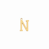Gold letter N initial charm pendant for personalized jewelry, on a white background