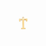 Gold letter T initial charm pendant for personalized jewelry, on a white background