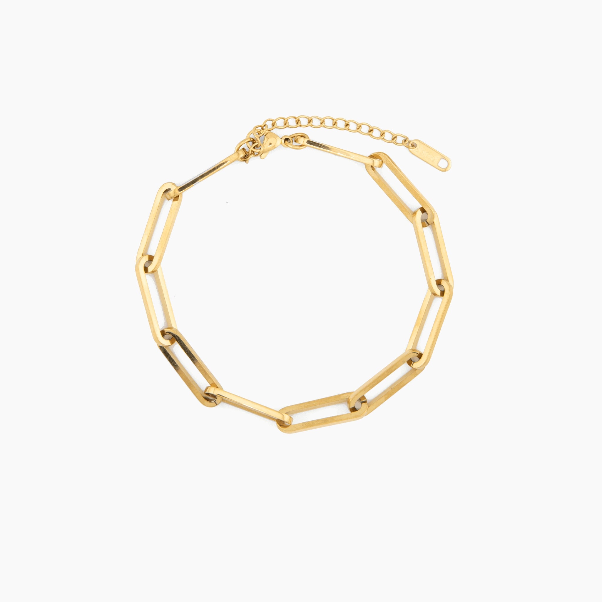 gold rectangular link modern chain bracelet