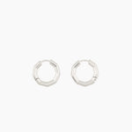 silver octagon shaped hoop earrings with polished finish