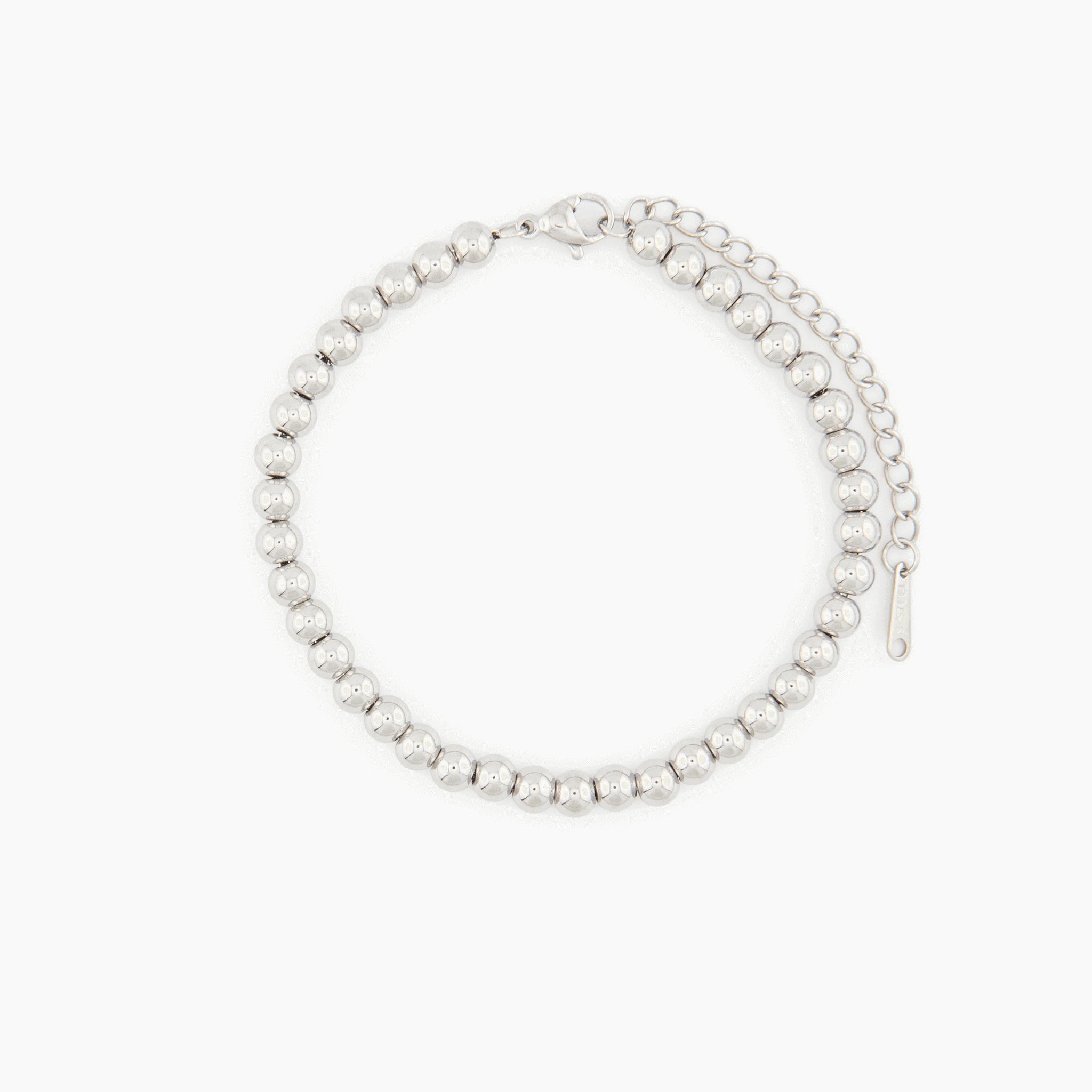 silver beaded bracelet with adjustable clasp