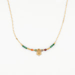 sun charm beaded necklace in stainless steel with colorful stones, joyful and water-resistant design
