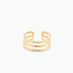 textured triple band gold ring hammered finish stainless steel stylish