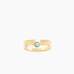 gold ring with turquoise stone textured detail waterproof stainless steel