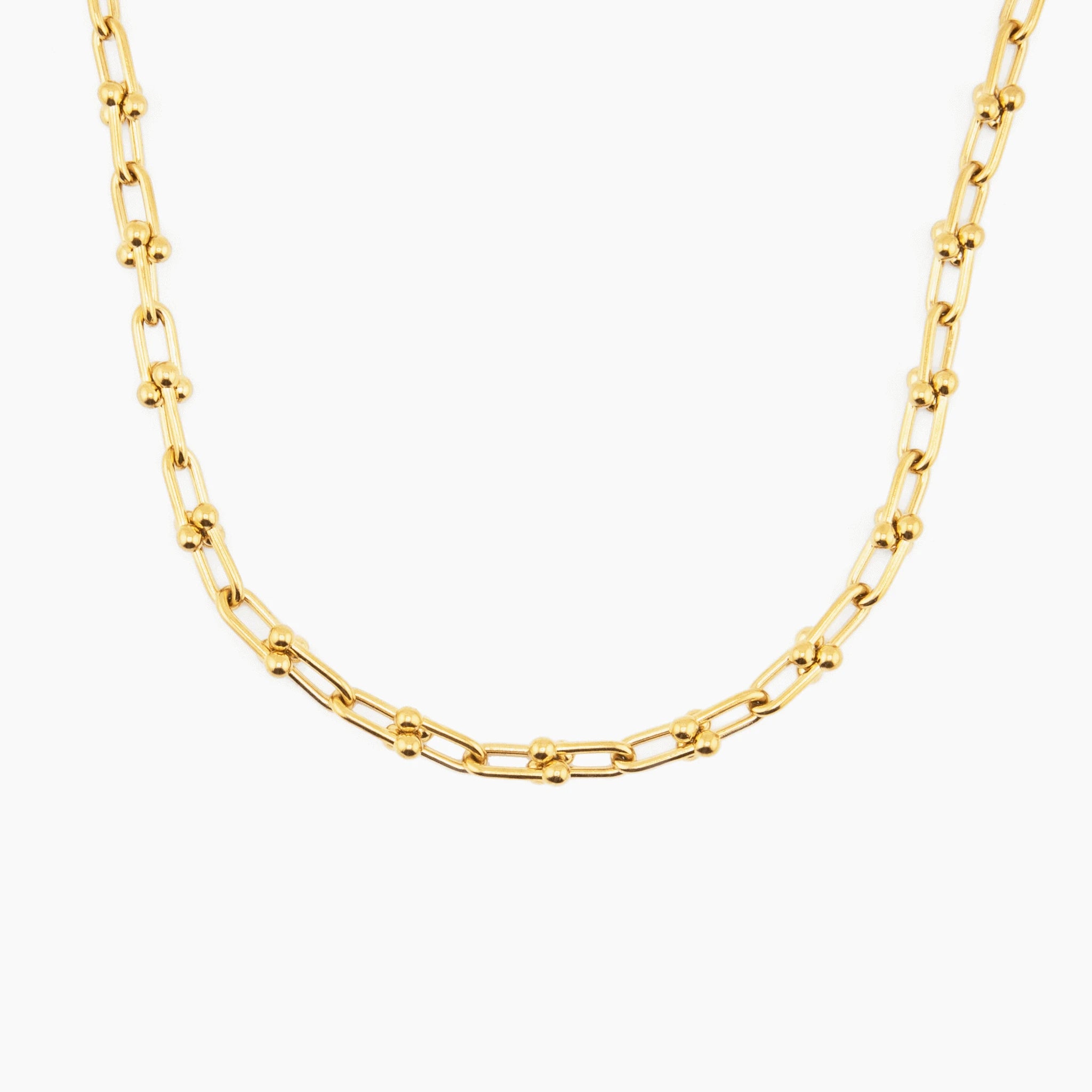 u-link chain necklace in stainless steel, modern and minimalist design