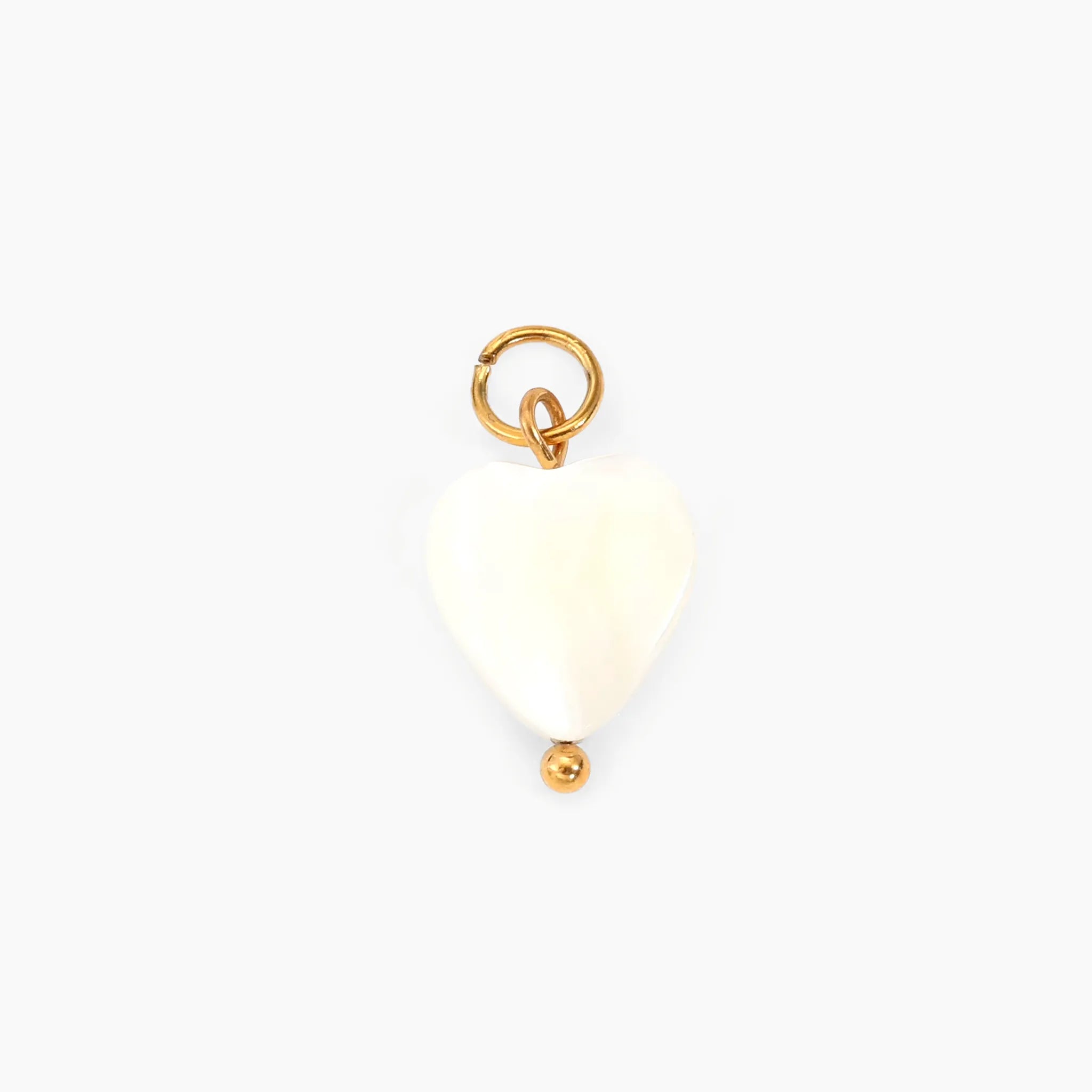 White heart charm on a white background
