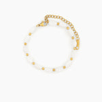 gold and white natural shell bracelet adjustable