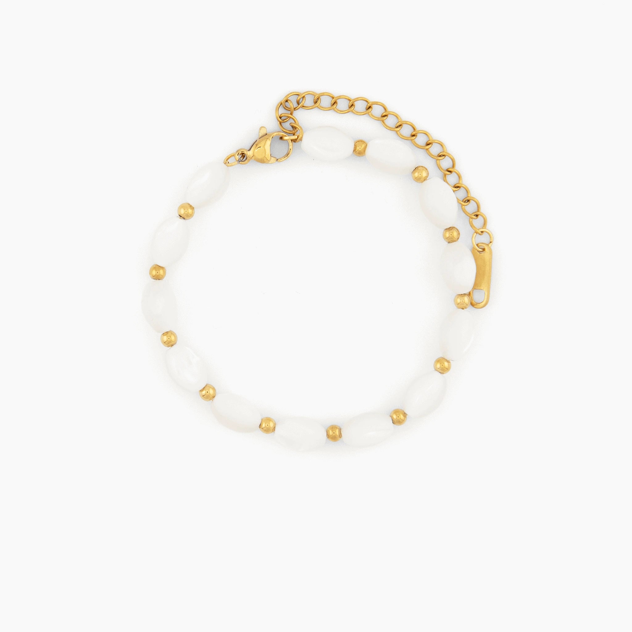 gold and white natural shell bracelet adjustable